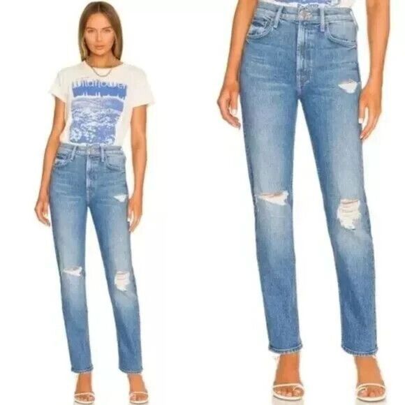 Mother Superior High Waisted Rider Skimp Jeans 25 Straight The Confession Wash - Picture 1 of 16